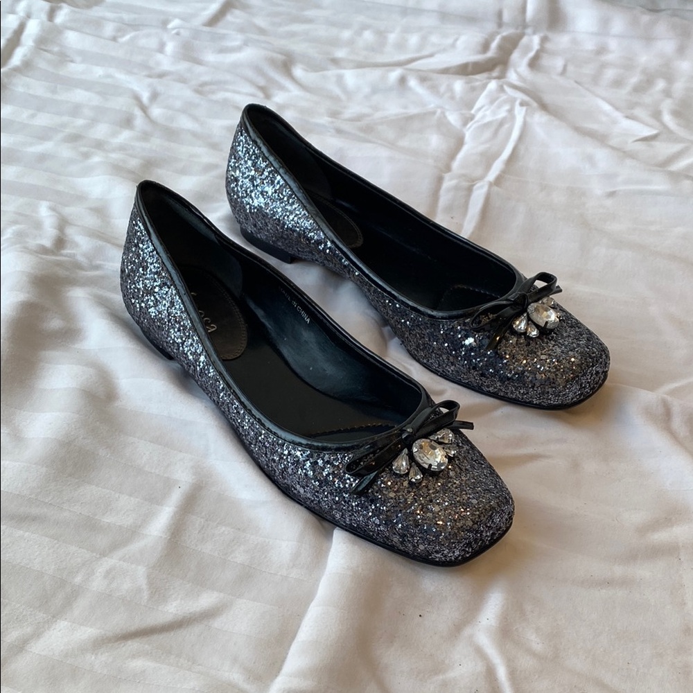 MIMOSA - Grey Glitter Flats - S 9B